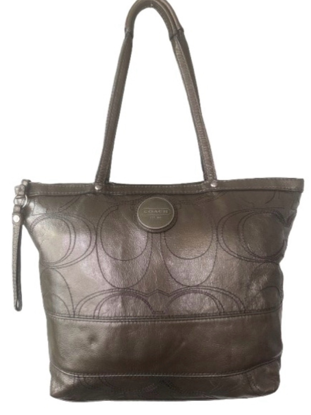 Coach Parker Metallic Bronze Leather Tote